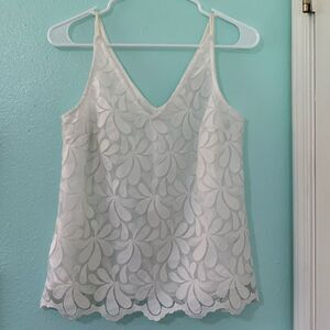 Trina Turk Napa White Lace Sleeveless Blouse Size XS